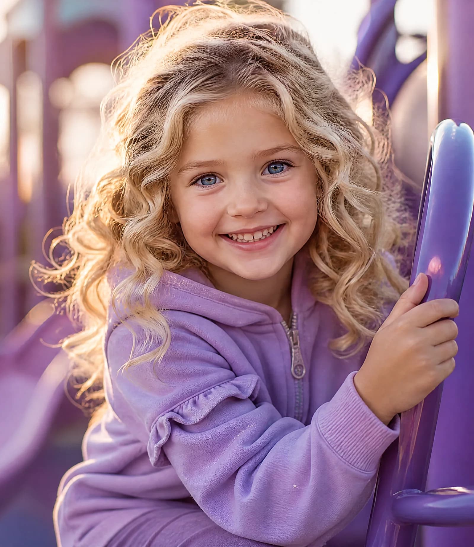 A real photo of a smiling child on a playground — the one photo you share